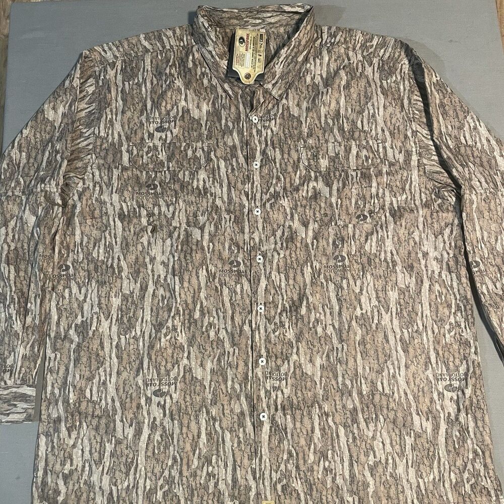 Heybo Outdoors Mossy Oak Bottomland Treebark Camo Shirt Men's 3XL Light Weight